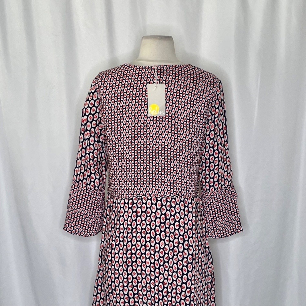 NWT!! BODEN Edna Tunic Top Retro Floral Navy Blue Red Preppy Polka Dot Size 6 - Picture 8 of 12